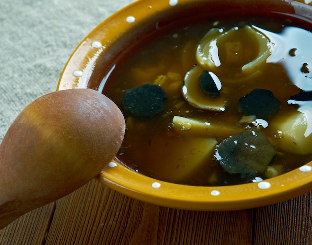 Russian homemade mushroom soup