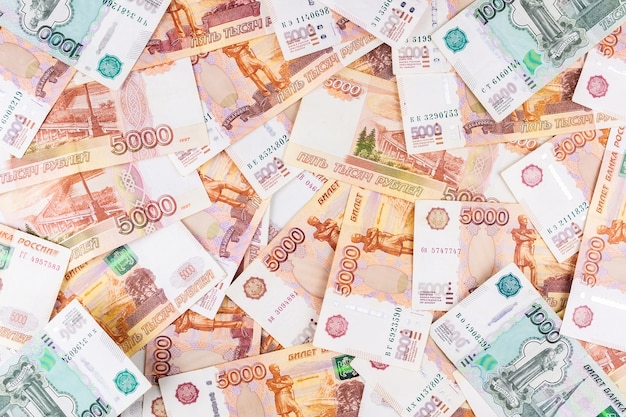 Russian money face value of five thousand rubles