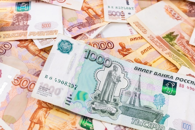 Russian money face value of five thousand rubles