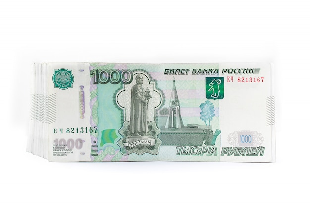 Russian money rubles, one thousand isolated