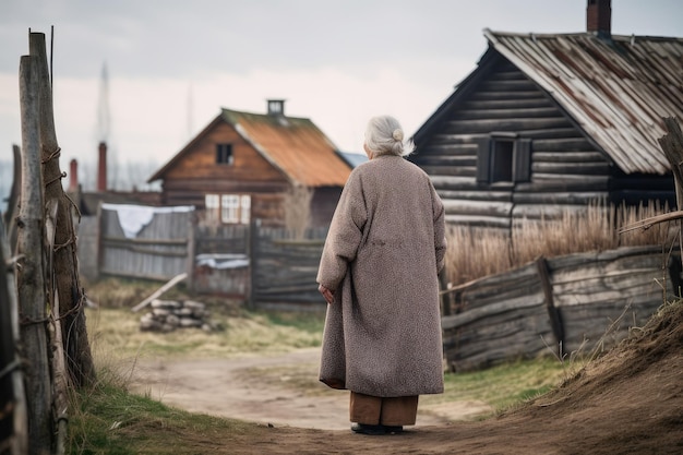 Russian old woman old village Generate Ai