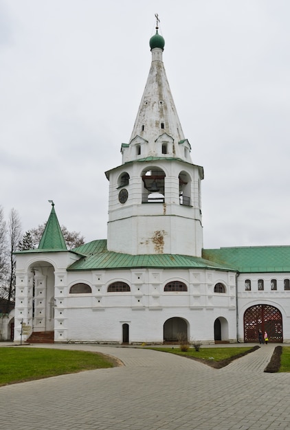 Russian Orthodox Blue domes of the Nativity cathedral in Suzdal Kremlin, Russia.