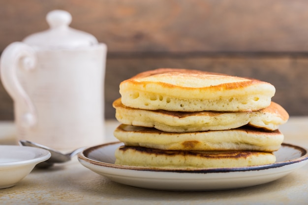 Russian Pancakes. Sweet Stack of pancakes topped .