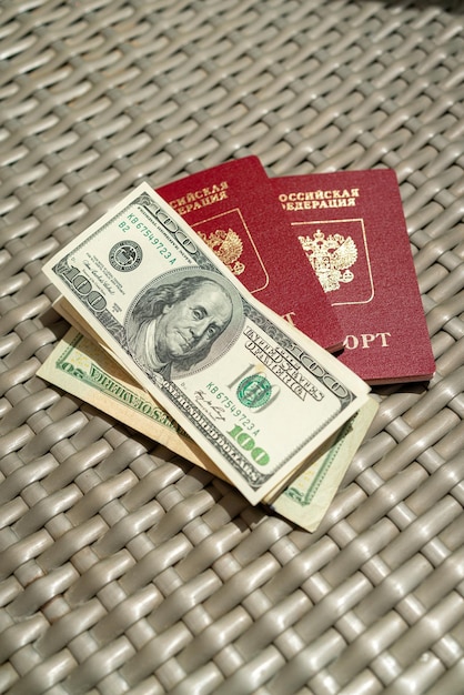 Russian passport and US dollars