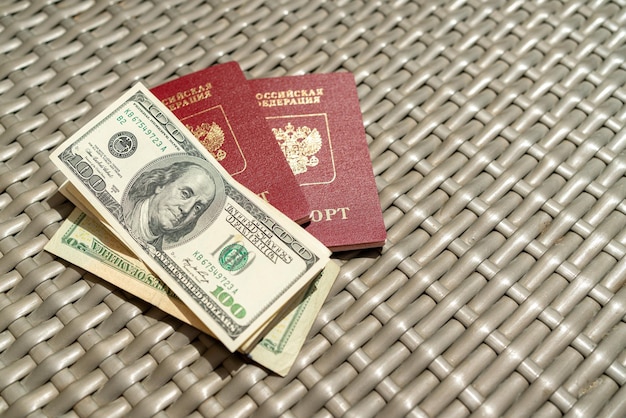 Russian passport and US dollars