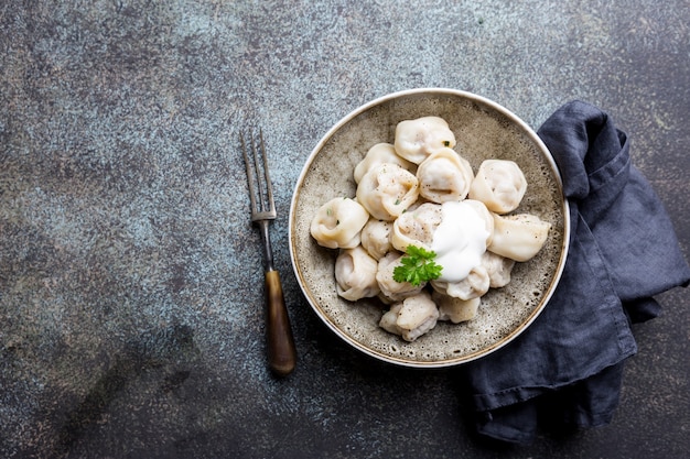 Russian pelmeni meat dumplings