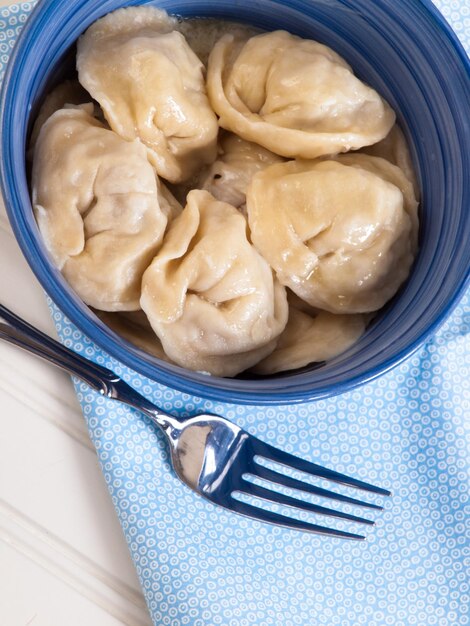 Photo russian ravioli served for one person.