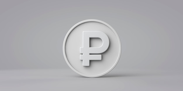 Russian ruble currency coin symbol d rendering