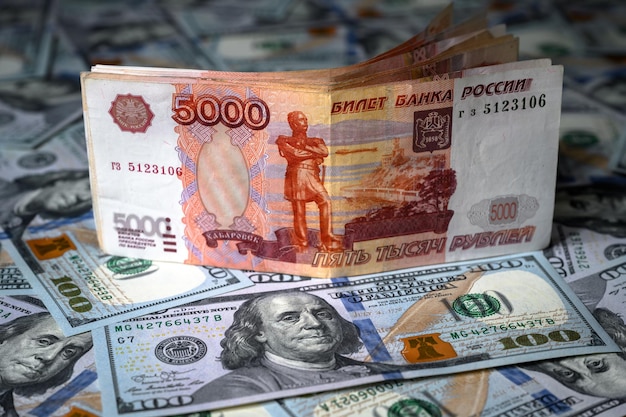 Russian ruble money vs US dollar