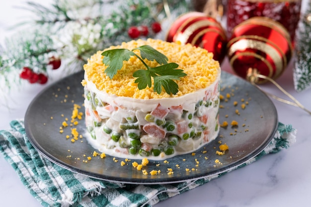 Russian salad or Olivier salad for Christmas dinner