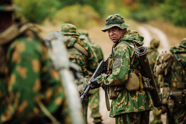 Russian special squad engaged in the exploration of the area