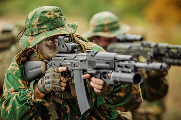 Russian special squad engaged in the exploration of the area