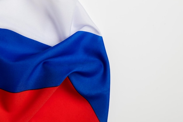 Russian white blue and red flag on a white background