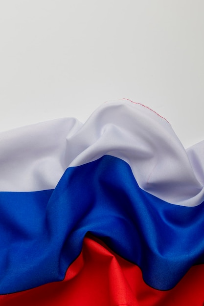 Russian white blue and red flag on a white background