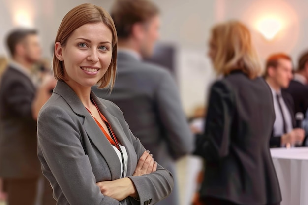 Russian woman networking at event