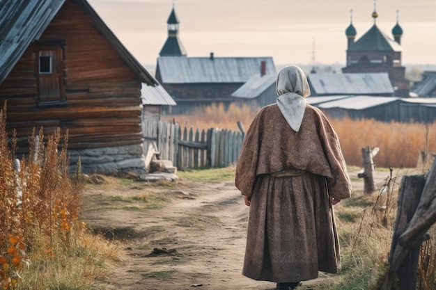 Russisch vrouwen oud dorp Genereer Ai