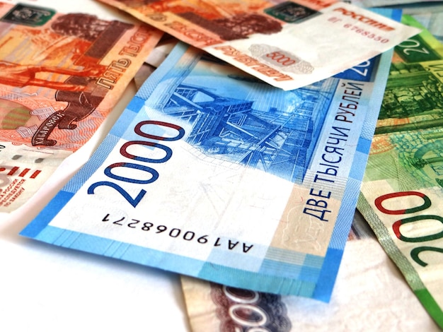 Russische papiergeld close-up Russische roebels
