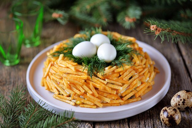 Foto russische traditionele feestelijke salade 