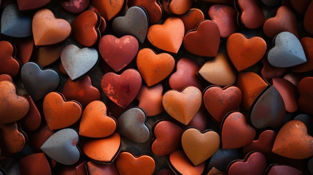 Photo rust color hearts as a background