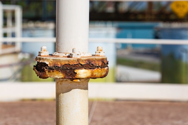 Rust damage paint and corrosion flange on the roof tank