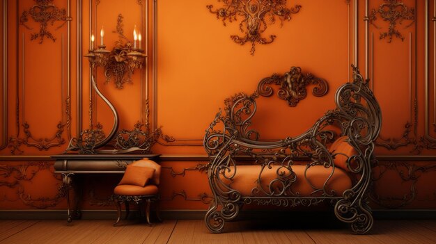 Rust Room For Newborn Baby Baroqueinspired Chiaroscuro With Vibrant Orange Background