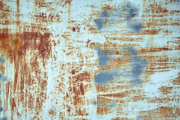 Rusted blue painted metal wall. Detailed photo texture