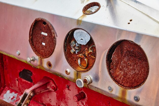 Rusted Control Panel CloseUp Industrial Decay Texture