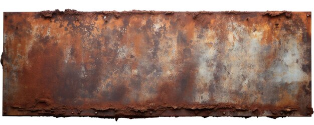 Photo rusted metal banner on white background