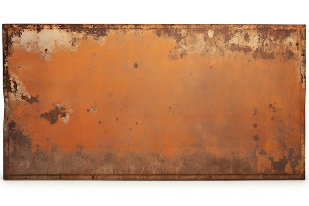 Rusted metal banner on white background