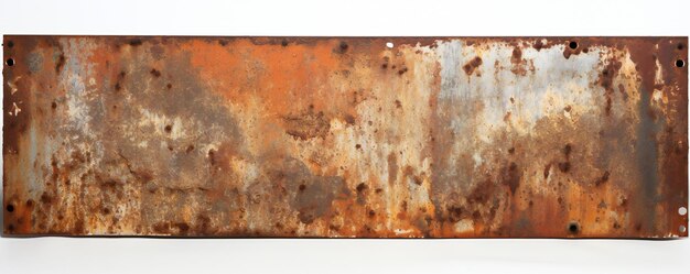 Photo rusted metal banner on white background