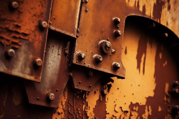 Rusted metal with a rusted surface and the word iron on it