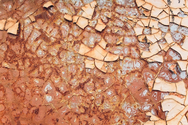 Rusted white painted metal wall rusty metal background with streaks of rust rust stains the metal surface rusted spotsmetal rust texture background