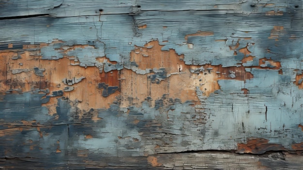 Photo rusted wood and peeling paint texture in light navy and dark beige