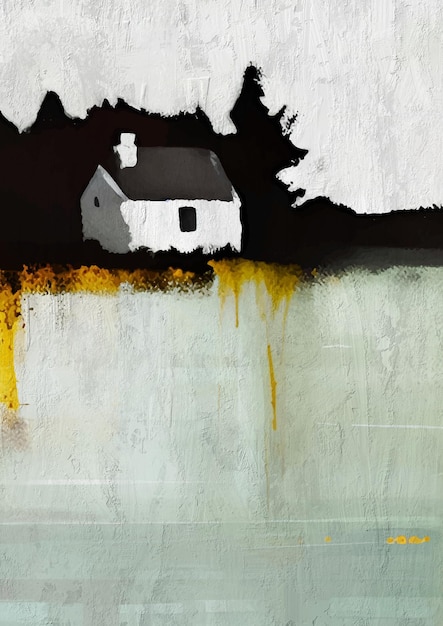 Rustic Abstract Cottage House Painting