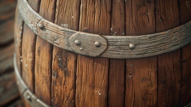 A rustic aesthetic stock photo capturing the intricate texture of a wooden barrel up close perfect for design purposes