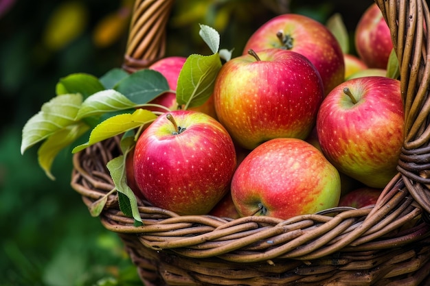 Photo rustic apple basket generate ai