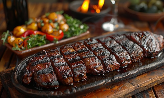 Photo rustic asado plate closeup