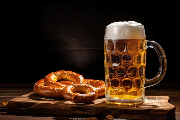 Rustic Beer and Pretzel Celebrating Oktoberfest with Bavarian Food and Drink