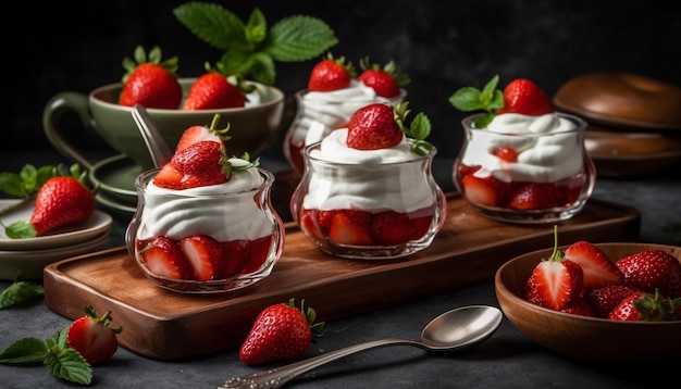 Rustic berry bowl fresh and healthy indulgence generated by AI