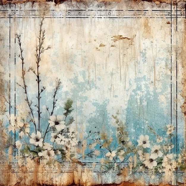 Rustic blue Scrapbook Paper