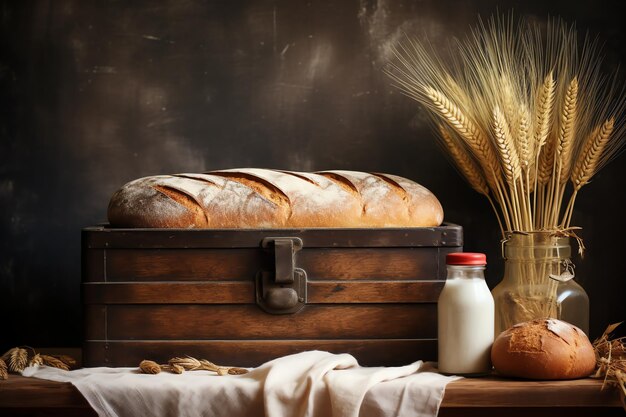 Contenitore per pane rustico, cucina di campagna vintage