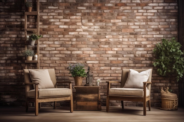 Photo rustic brick wall forms charming and textured backdrop