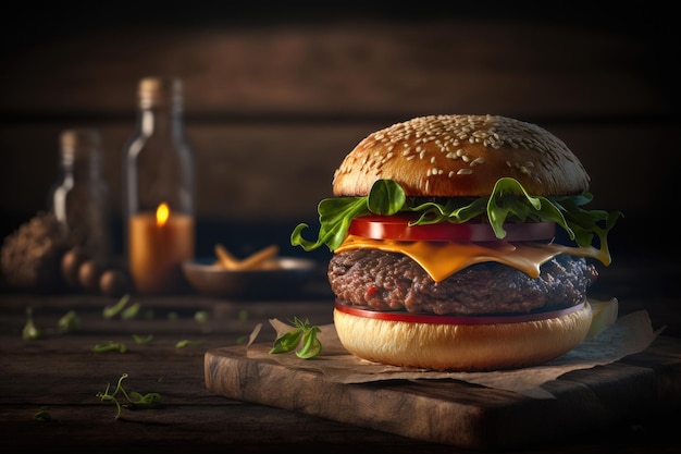 Burger rustico illustrazione ai generativo