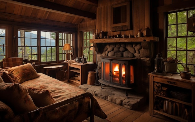 Rustic Cabin Bedroom in a Cozy Sanctuary