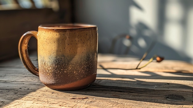 Photo rustic ceramic textured mug