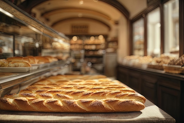 Rustic Charm Baguette in a French Bakery