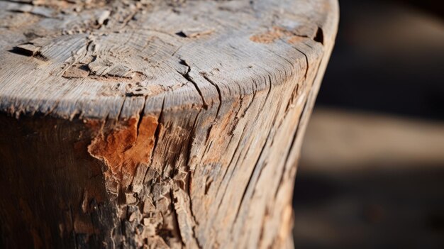 Photo rustic charm closeup of acrylic stool with natural grain and cracks