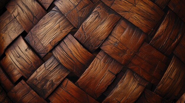 Photo rustic charm closeup of wooden basket weave