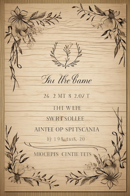 写真 ルースティック・チャーム・インビテーション (rustic charm invitation) は,木材をテーマにしたインビテーションで,ルースティックな結婚式のために,人工知能で生成された.