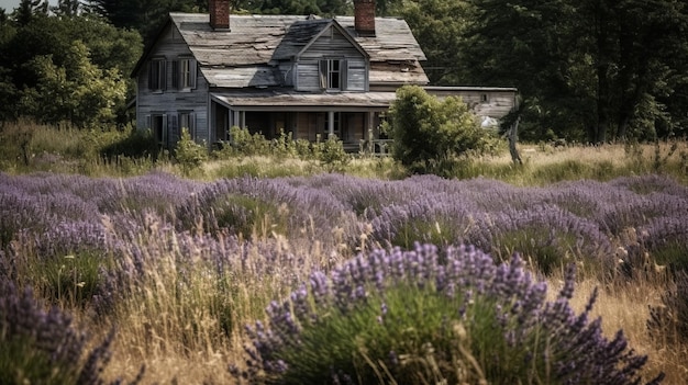 Rustic charm of a lavender AI generated